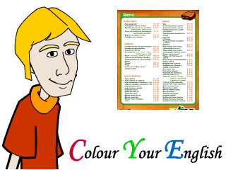 Brian en primer plano con imagen de hoja de men� en el fondo