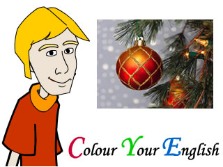 Brian en primer plano con imagen de bolas de navidad en �rbol  en el fondo